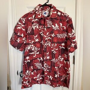 Vintage Nui Nalu Red and White Hawaiian Men's Shirt
